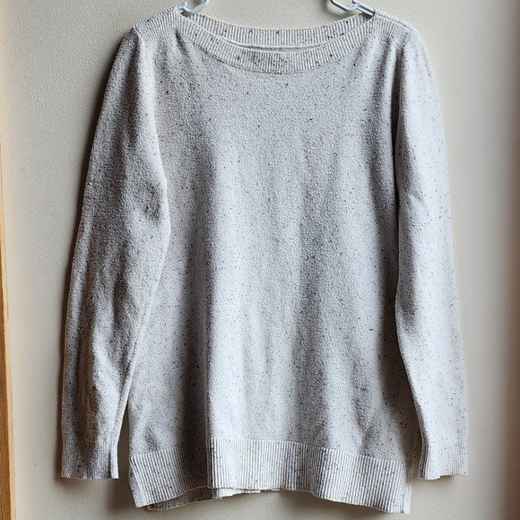 LOFT Oatmeal Speckled Crew Neck Sweater Size Large - Picture 6 of 13
